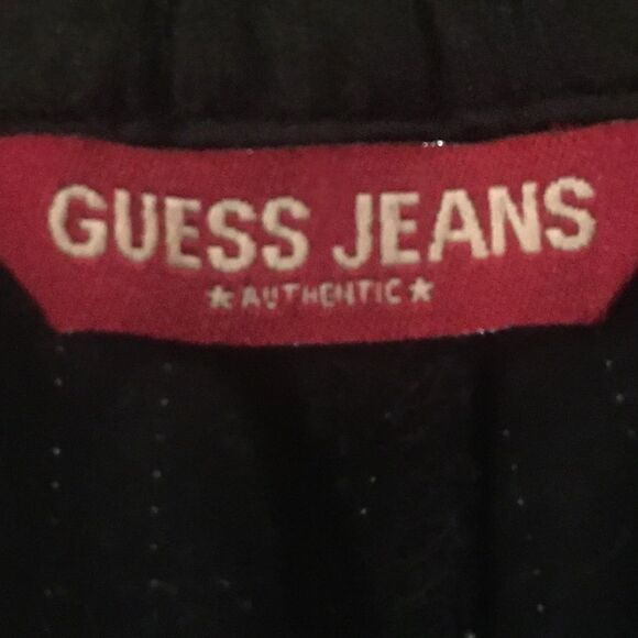 Vintage Guess size 27 wide leg Bermuda shorts pin striped black - Picture 9 of 9